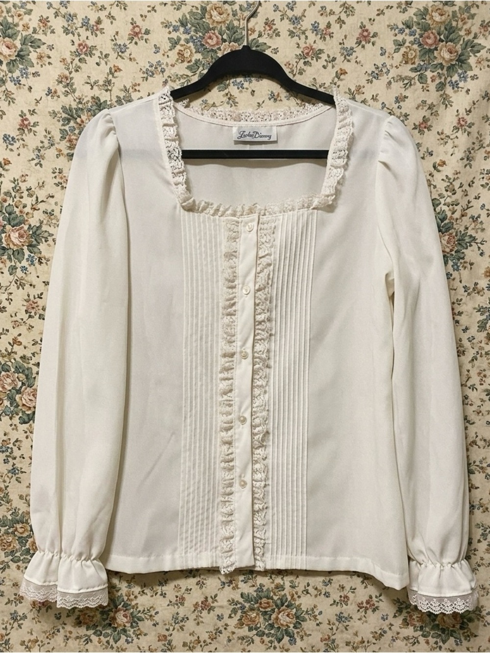 Vintage 70s White Prairie Blouse By Lucky Winner